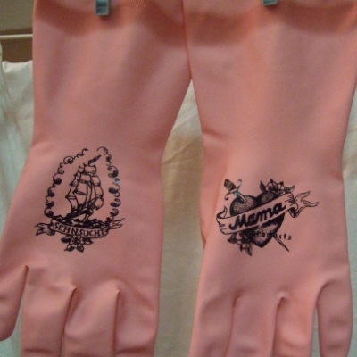 Gummihandschuhe Siebdruck